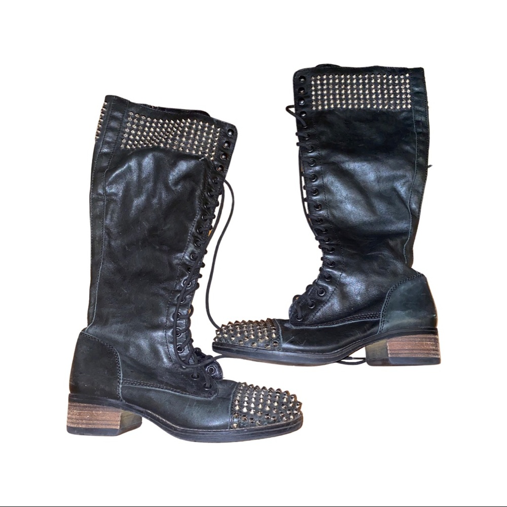 Steve Madden high combat boots with studs